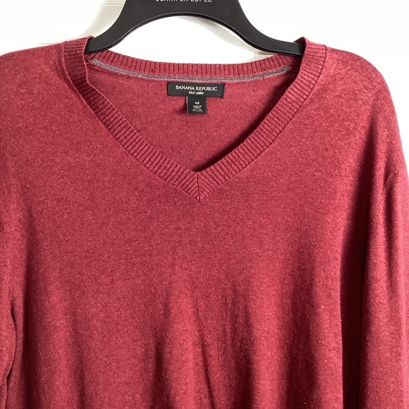 Banana Republic Men’s Silk and Linen Blend V -Neck Long Sleeve Sweater  Medium - Picture 2 of 6